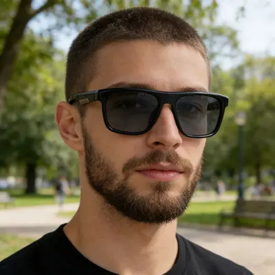 Square Frame Polarized Men's Sunglasses, Retro Design with UV Protection - 3