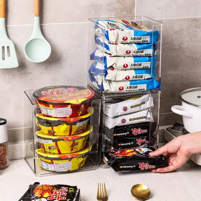 Desktop instant noodle storage organizer with shelf - 3