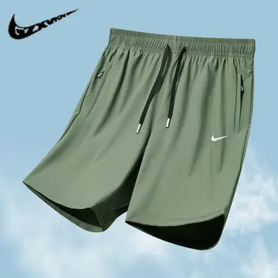 Men's Ice Silk Shorts, Plus Size, Elastic, Summer Beach Shorts