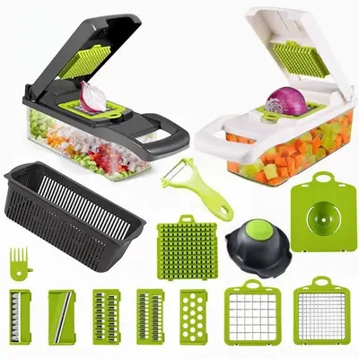 Multifunktionales Gemüseschneider-Set für Küche - Gemüsehobel Gemüseschneider Würfelschneider Julienne-Schneider Gemüsereibe - 3