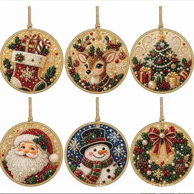 6-teiliges Weihnachts-Holzornament-Set, DIY