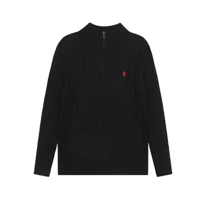 Polo Logolu Yarım Balıkçı Yaka Fermuarlı Örgü Kazak Unisex Uzun Kollu Çift Kombini