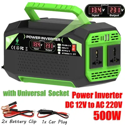 İnvertör 12V'dan 220V/110V 300W 500W, Çift USB ve TYPE-C Hızlı Şarj - 9
