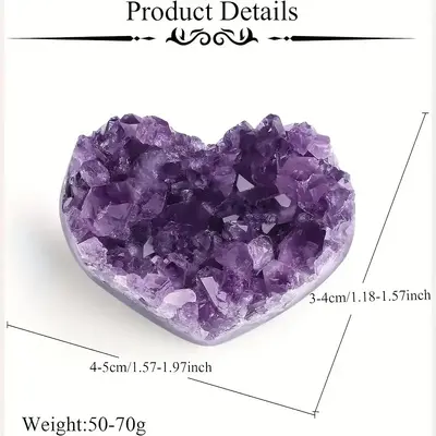Natural Amethyst Heart Crystal Cluster Gift Set, Colorful Clusters for Home Decor