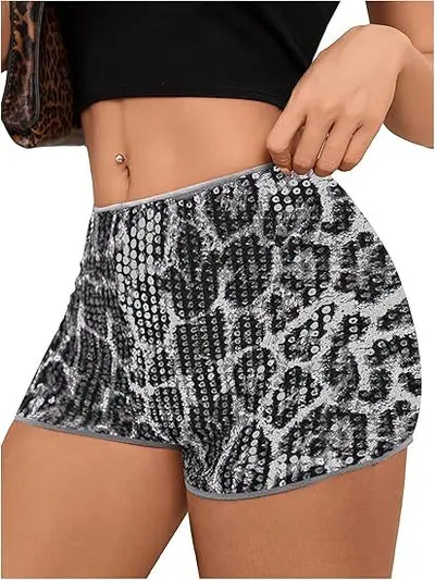 Women's Leopard Print Sequin High-Waist Ultra-Short Shorts, Autumn 2025 - 8