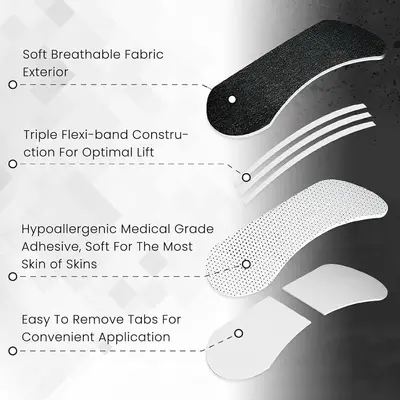 Adult Black Ventilated Nasal Strips, Strong Adhesive, Anti-Snoring