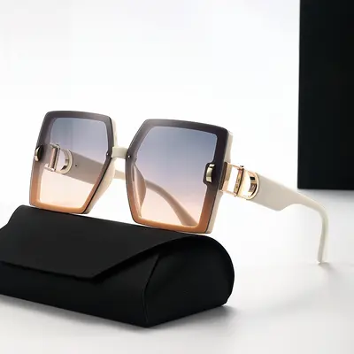 Großer eckiger Damen-Sonnenbrille mit D-Nieten, UV-Schutz - 8