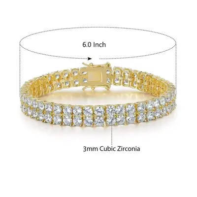 Zirkonstein-Armband, Tennisdesign, Doppelreihe - 8