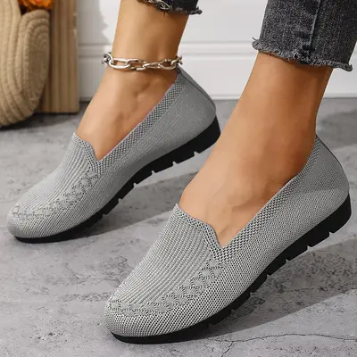Women's Spring Summer Shoes, Breathable Mesh, Non-Slip Flat Sole - 12
