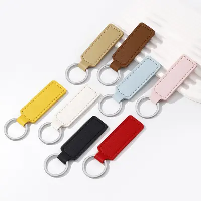 Simple Business-Style Car Key Fob, PU Leather DIY Key Ring