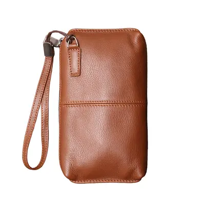 Men's Genuine Leather Clutch and Long Wallet, Soft Leather, Zipper, Cowhide - 6