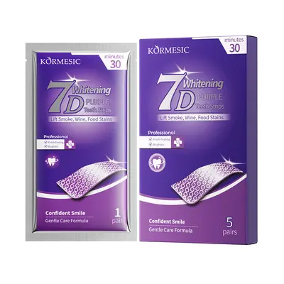 Purple Teeth Whitening Strips with Bamboo Charcoal and Coconut Oil, Stain Remover - 8