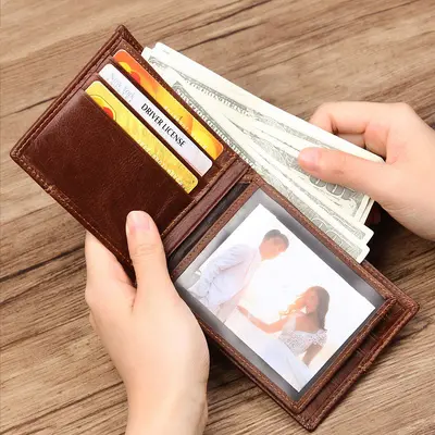 Retro Genuine Leather Men's Short Wallet, RFID Protection, Multi-Card Slots - 3