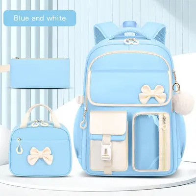 Amazon Best-selling High-capacity Bow Tie Three-piece Set Schoolbag for Girls, Junior and Senior High School and College Students, Backpack - 11