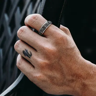 Chiba silver iris flower ring for men adjustable open