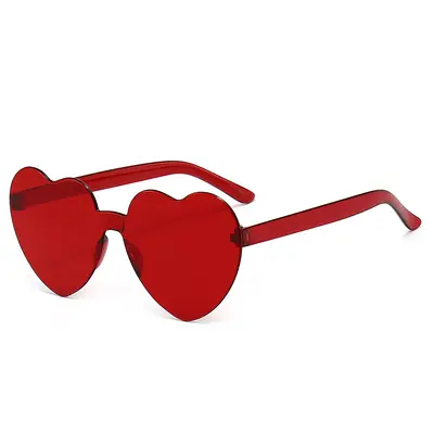 Heart-Shaped Candy Color Frameless Sunglasses, One-Piece Lens, Party Style