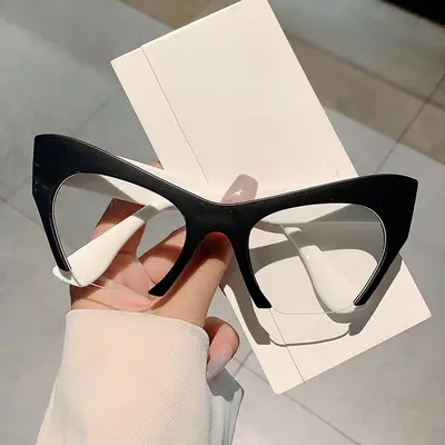 Retro Cat-Eye Half-Frame Glasses, Anti-Blue Light Lenses - 10