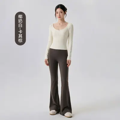Damen-Zweiteiler-Yoga- und Pilates-Set mit hoher Taille, hohe Elastizität - 10
