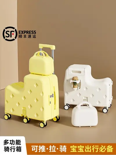 Kinder-Koffer-Set mit Sitzfläche, 20 Zoll Trolley für Jungen und Mädchen, bordtauglicher R