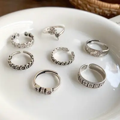 925 sterling silver ring, Pixiu, vintage open mouth design