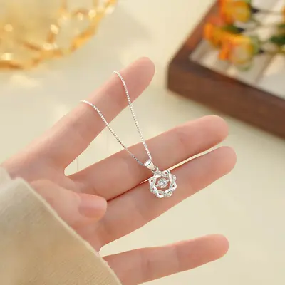 S999 saf gümüş kolye, zirkon, taze stil, kız çocukları için - 2
