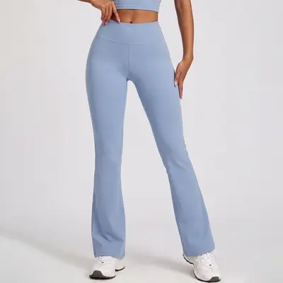 Yüksek bel kalça kaldırıcı çan paça yoga tayt, nefes alabilen, çıplak his veren dar kesim - 11