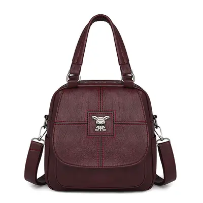 Women's Convertible Backpack and Shoulder Bag, Soft Leather, Retro Style - 7