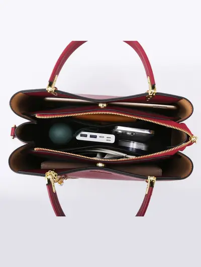Women's Handbag, Large Capacity Multi-Compartment Soft Leather Commuter Bag - 5