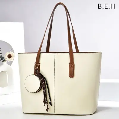 Large Capacity Women's Tote Bag with Accessory Pouch - 3