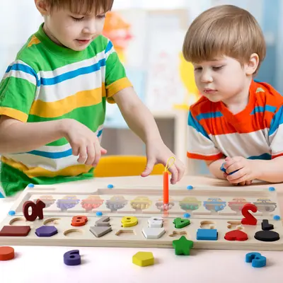 Magnetische Steckperlen-Lernspielzeug für Kleinkinder: Farberkennung, geometrische Formen und Zahlen 3-in-1 Sortierspiel, Frühförderung und Lernspielzeug