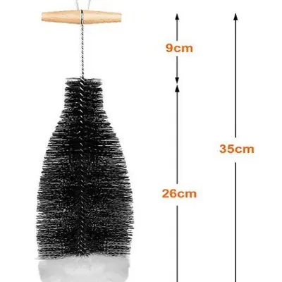 Bottle and Cup Brush, Coconut Palm Fiber, Stainless Steel Wire, Rust-Free - 10