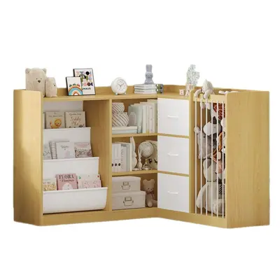 Montessori-Holzregal mit Eckdesign für Kinderzimmer, mehrstöckiges Bücherregal und Spielzeugregal aus Massivholz für Kindergarten
