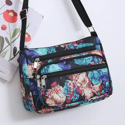 Middle-Aged Women's Oxford Fabric Crossbody Bag, Lightweight, Multi-Layer - 12