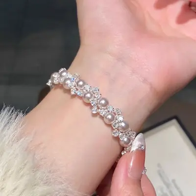 French-style micro-set zircon pearl bracelet for women - 4