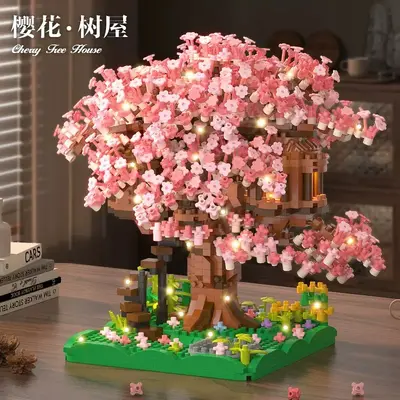 Educational Building Block Set Compatible with LEGO Rainbow Sakura Tree House - 10