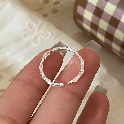 韩国925纯银素圈戒指女不撞款百搭尾戒ins设计高级感时髦开口戒指 - 6