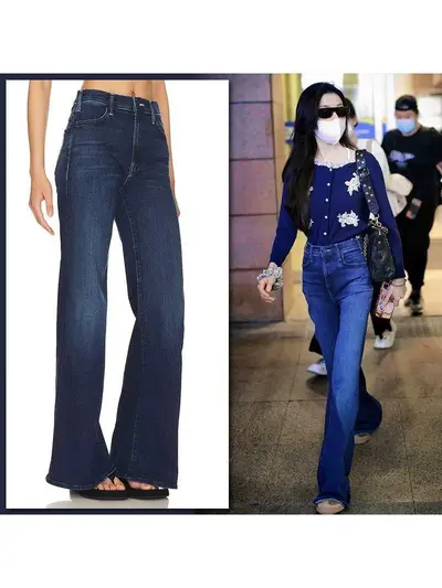 MOTHER yüksek bel düz paça kot pantolon, lacivert, tam boy