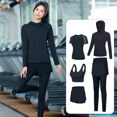 Kadın Beş Parçalı Spor Takım Elbise, Nefes Alabilen, Çabuk Kuruyan