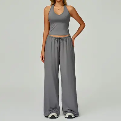 Women's Yoga Set, Quick-Dry Open-Back Tank and Leggings, Model 3058 - 8