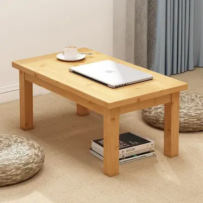 Bamboo Kang Table, Solid Wood Tatami Low Table for Floor Dining and Writing