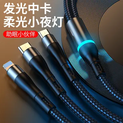 3 in 1 hızlı şarj kablosu, USB-C, Lightning, Micro-USB, 100W