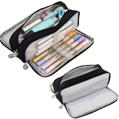 Korean-Style Large-Capacity Student Pencil Case, Double Zipper, Dirt-Resistant - 8
