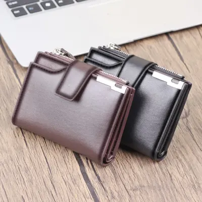 Men's Short Vertical Wallet, Zipper, Multifunctional Coin Purse