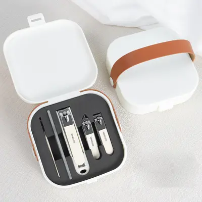 5-teiliges Nagelpflegeset mit Anti-Spritzschutz, tragbar mit Griff, bedruckbar mit Logo, Großhandel - Nagelschere