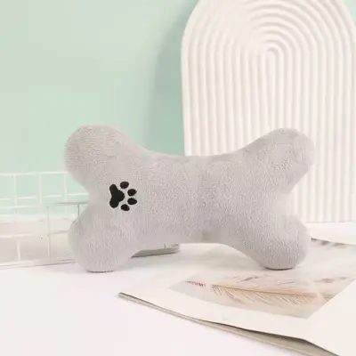 Kemik Şekilli Evcil Hayvan Oyuncağı, Nakışlı Peluş, Diş Kaşıma, Dört Mevsim Yastık - 8