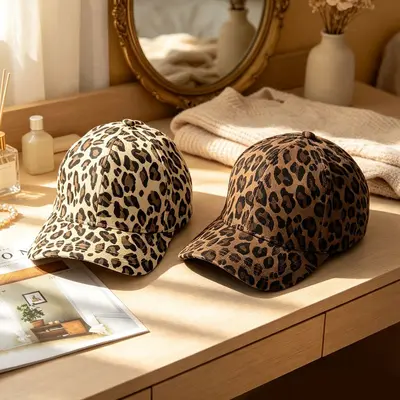 Leopardenmuster Damen Baseballcap, atmungsaktiv, Retro Y2K Stil