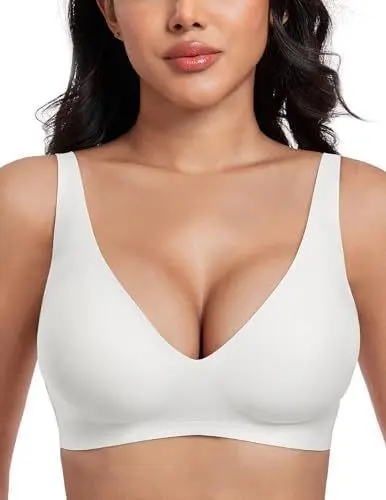 Women's deep V wireless bra, comfortable support, seamless - 13