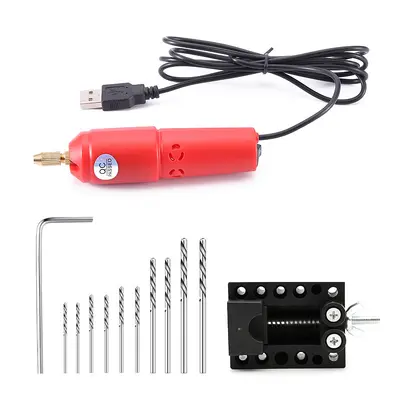 USB electric mini drill set, red - 9
