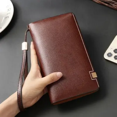Men's Multifunctional Zipper Clutch Wallet with Multi-Layer Card Holder - 2