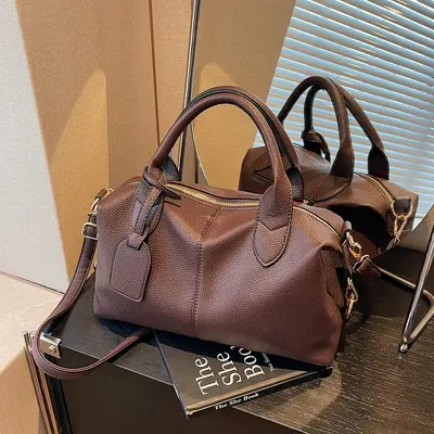 Große Damen-Schultertasche mit Struktur, Alltags-Handtasche